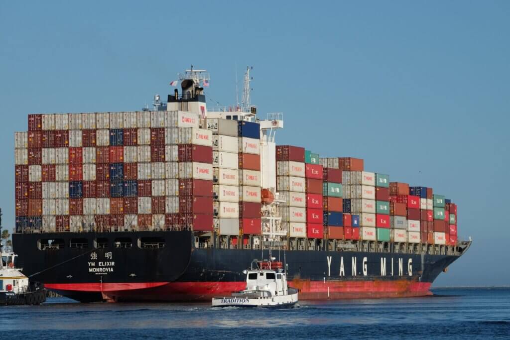 Container ship carrying goods
